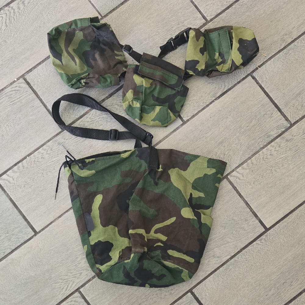 Vintage Camo Utility Belt + Tote Set  (Made‎ in USA)